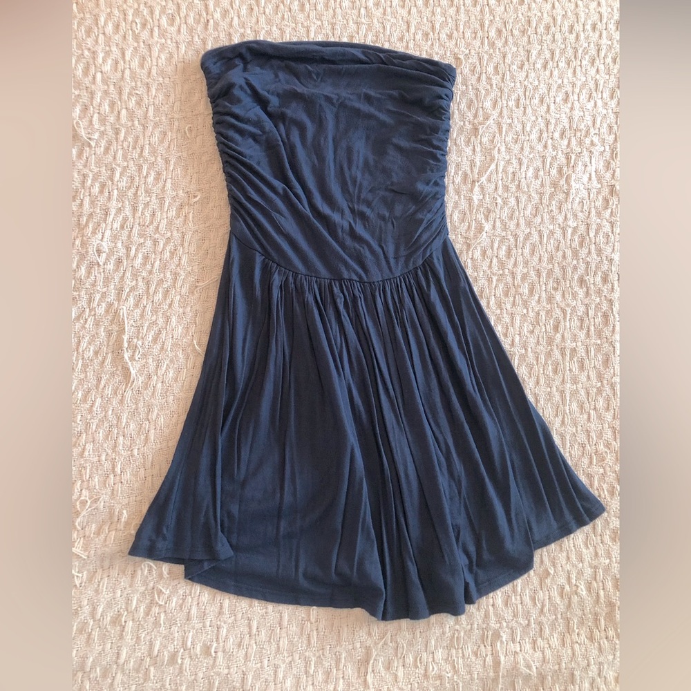Navy fluttery tube top by Arden B.